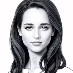 a woman with long hair poses for a portrait