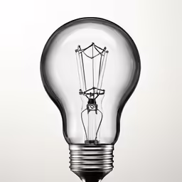 a large glass light bulb in front of a white background