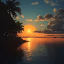 there are two palm trees in the picture