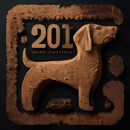a cookie sculpture of a dog with the year 2011 cut out