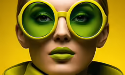a young lady with green eyes and makeup