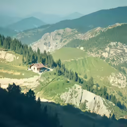 a house sitting on the side of a lush green hillside