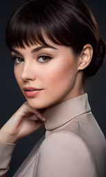 a beautiful woman with a bow tie on her head