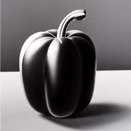 a sculpture of two black bell peppers sitting next to each other
