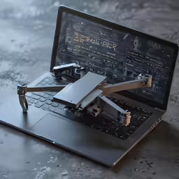 a laptop computer has two cameras in front of it