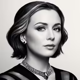 a woman wearing an elegant necklace and choker