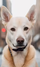 this dog is outside staring at the photographer