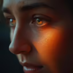 a close up of the eyes of a woman