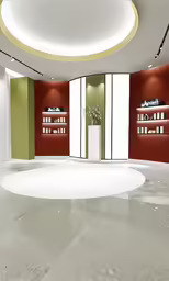 there is an empty white circle inside of the room