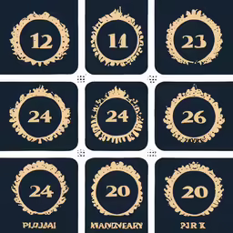 gold numbers placed in a circle on a dark background