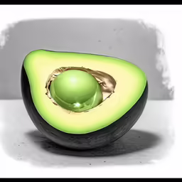 an avocado with the inside cut open with green