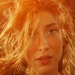 a blonde woman is looking away while she stares into the camera