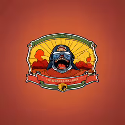 the cartoon character is in a red frame,a close up of an abstract artwork on red background