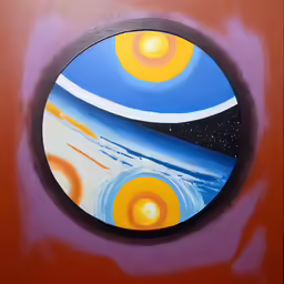 a wall with a painted disk around it