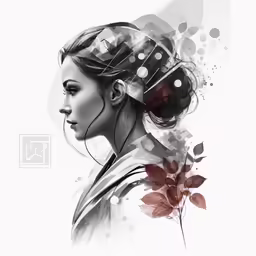 the illustration depicts an oriental woman with a flower in her hair