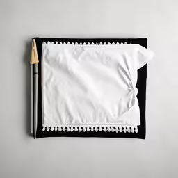 a napkin on a plate with a brush next to it
