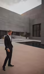 a person is posing for a photo in a suit
