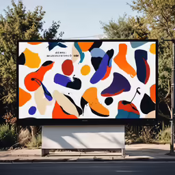 the wall has an art installation displayed in front of it