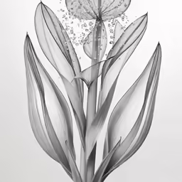 a drawing of a plant and butterfly