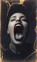 the female ghost head is shouting with its mouth open