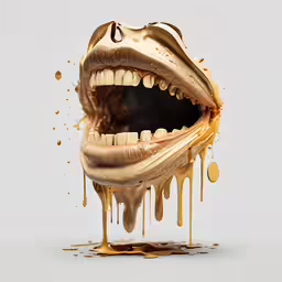an animal with its mouth open filled with liquid