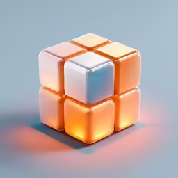 several lit cubes made out of plastic and glowing