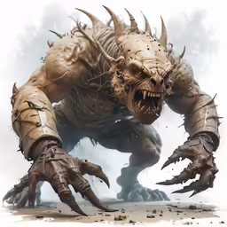 a creature is in the middle of a picture, with its hands outstretched