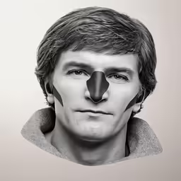 an image of a man with a nose cut out