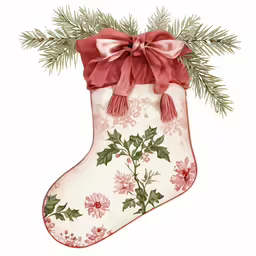 a christmas stocking hanging from a tree