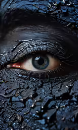 the eyes of an animal in the dark with rain drops