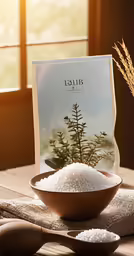 a bowl with white rice and spoon on a table