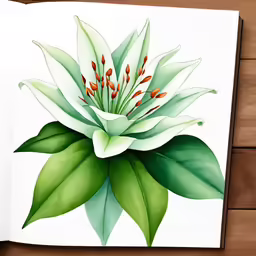 an open book with an illustration of a flower on the pages