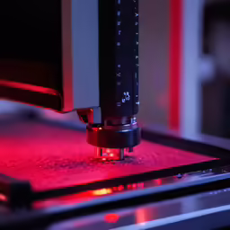 a laser printer with a red light on