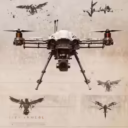 a large flying object with different features in it