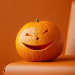 a pumpkin with a large grin painted on it