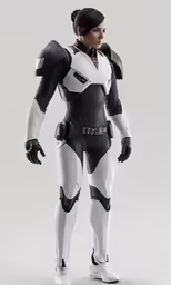 the woman is wearing an astronaut suit