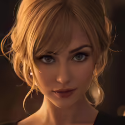 a woman with blonde hair and a black dress