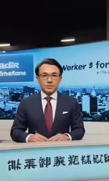 asian man in suit sitting at desk posing for the camera