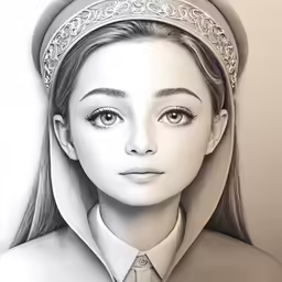 a drawing of a woman with a hairband on