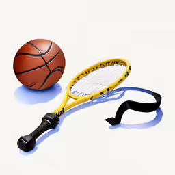 a basketball and a ball with lanyards on it