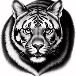 black and white tiger face by a big animal