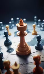 there is a chess game with chess pieces