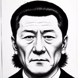a drawing of an old man wearing a suit