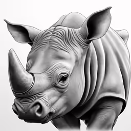 a rhinoceros that is standing in the middle of the drawing