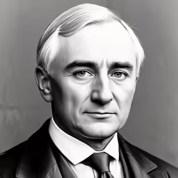 a drawing of a man with white hair wearing a suit