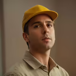 a man in a hat is looking at something