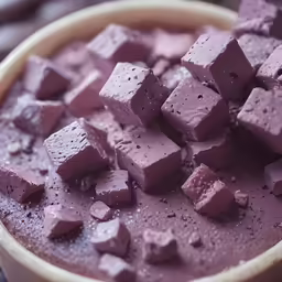 a bowl of fudge is shown with chunks of fudge in it