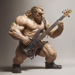 the image shows a pose of an old man playing guitar