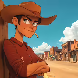 cartoon character with a cigarette standing in the street