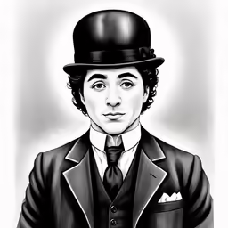 a black and white image of a man wearing a top hat